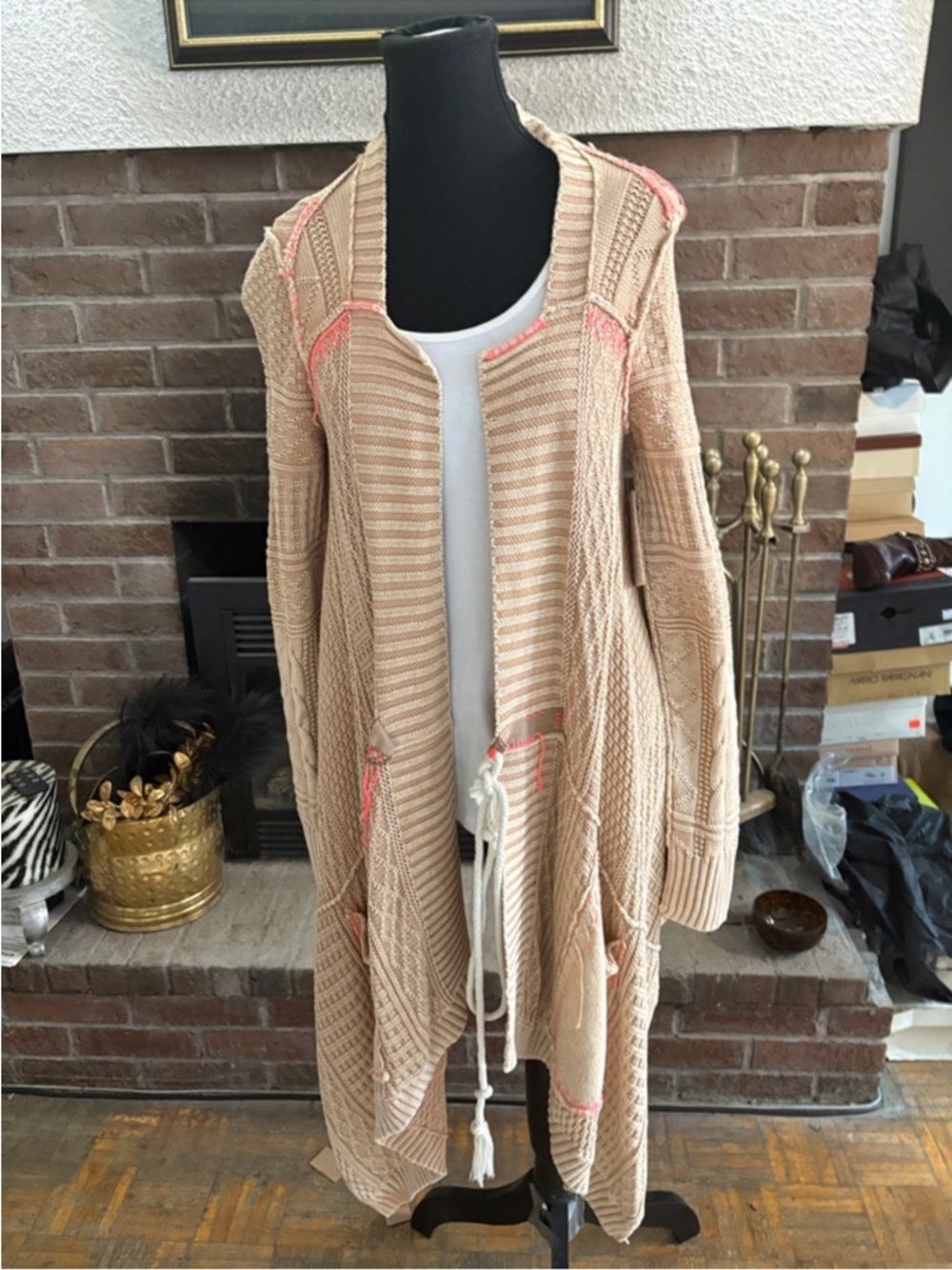 Free People Cream Tan Sweater Cardigan